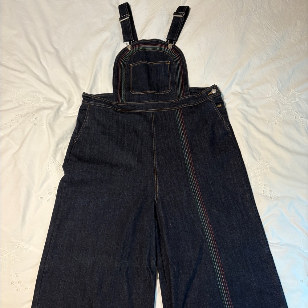 Modcloth Dark Denim Wide Leg Overalls